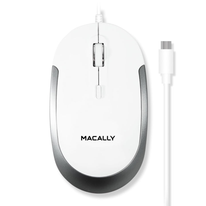 Macally USB-C Maus für Mac & Windows, 3 Tasten und Scrollrad, USB-Typ-C, beidhändiges Design, kompak