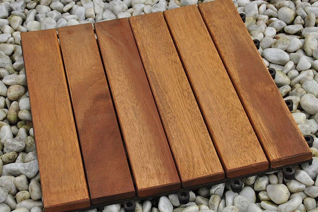 SAM Terrassen- Klickfliese 01, Holz- Akazie, 33 Fliesen für 3 m², 30x30cm, Garten Bodenbelag mit Dra