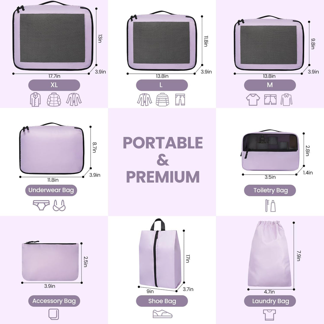 Packing Cubes for Suitcase 8 Set, Leichtgewichtige Gepäck Packing Organizer Packing Cubes für Reisez