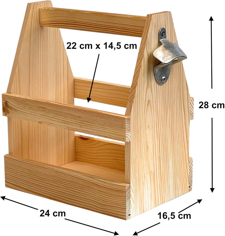 DanDiBo Flaschenträger 6 Flaschen Holz Bierträger mit Flaschenöffner 93945 Männerhandtasche