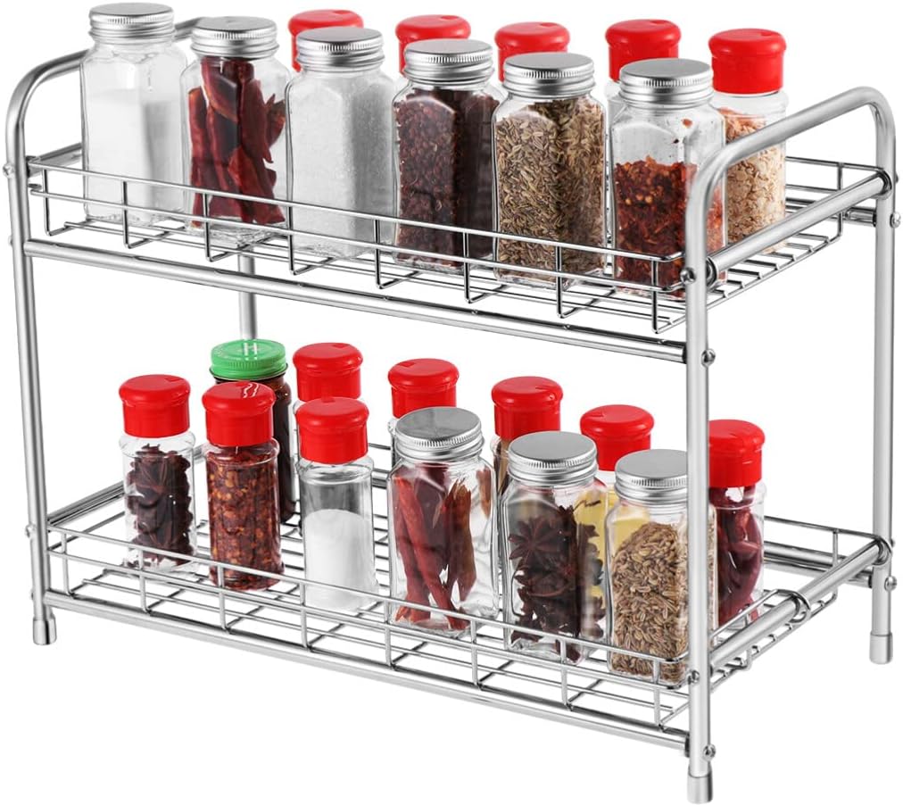 BESTonZON 2-Tier Gewürzregal mit ausziehbarem Design.Küche Counter Storage Organizer Halter für Gewü