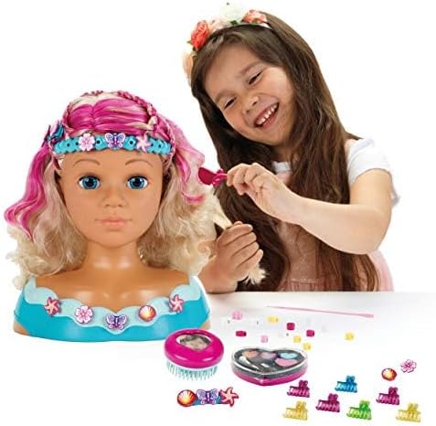 Klein Theo 5398 Princess Coralie Schmink- und Frisierkopf 'Mariella' | Mit Haarschmuck, Kosmetik u.v