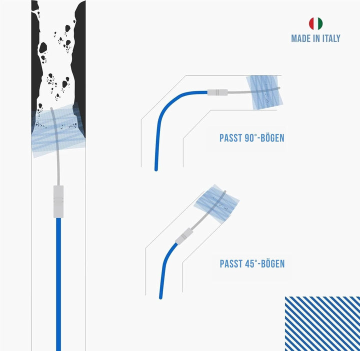 BARETTO Flex Reinigungsset für Pelletöfen | Ø 80 mm | 3 m BLAU | 1 Nylonbürste mit verstärktem Gelen