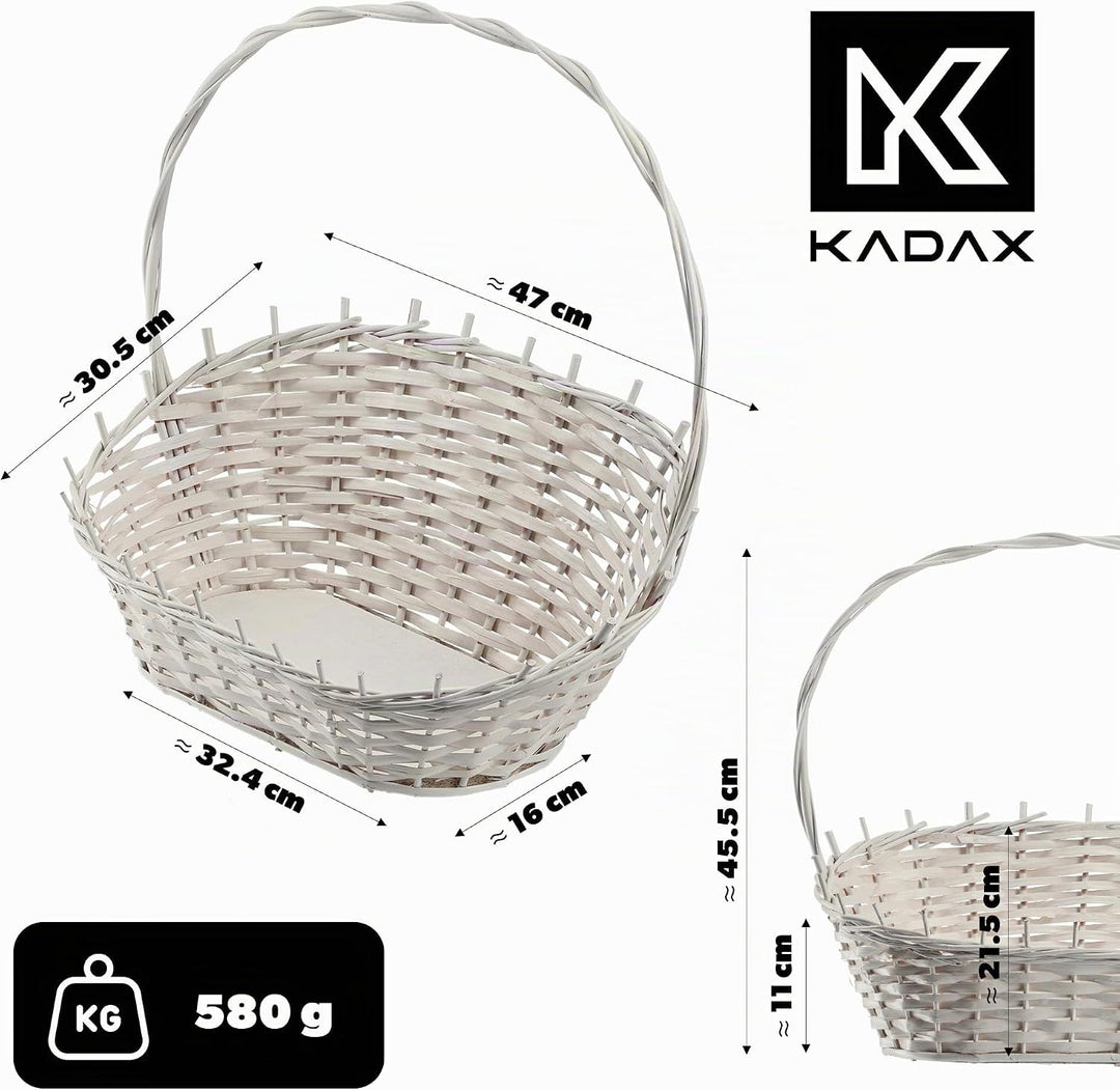 KADAX Geschenkkorb, Universeller Weidenkorb, Hochwertiger Henkelkorb, Flaschenkorb, Süssigkeitenkorb