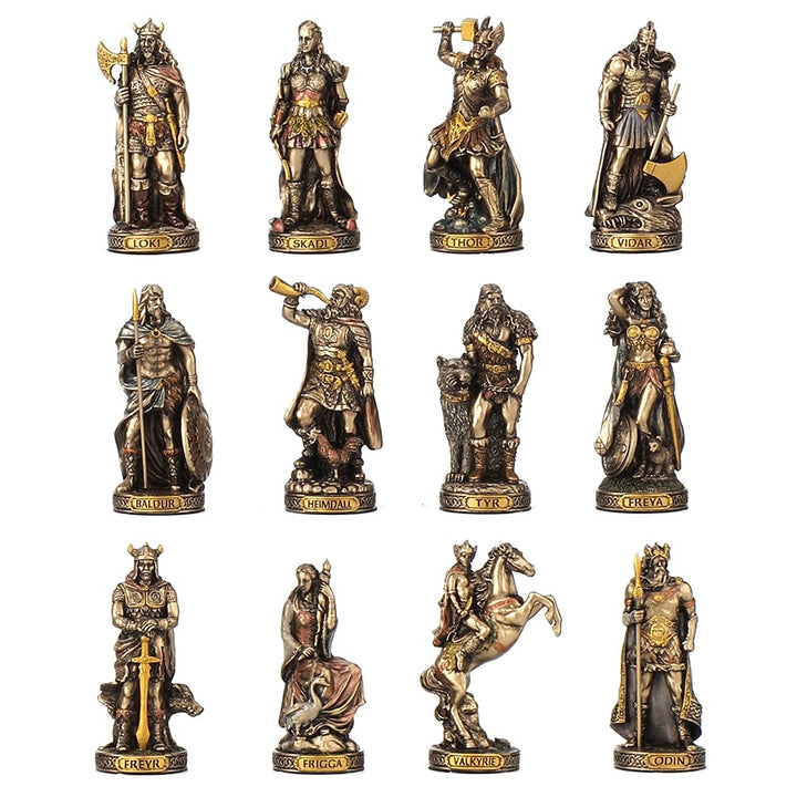 Veronese Design Nordische Götter Kunstharz-Figuren, handbemalt, bronzefarben, Bronze