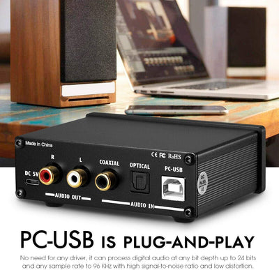 Nobsound Audio Q3 Kopfhörer Verstärker Mini Stereo DAC USB/Optisch/Koaxial zu RCA AUX 24 Bit/192 kHz