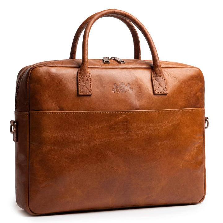 SID & VAIN grosse Laptoptasche echt Leder - 15 Zoll Laptop Business-Tasche CEDAR gross - Aktentasche