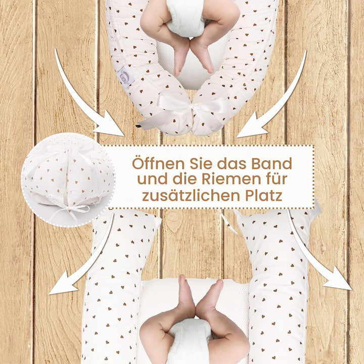 EAQ Babynest Nestchen Baby Weiches Atmungsaktives baby bett für Neugeborene Geschenk 100% Baumwolle
