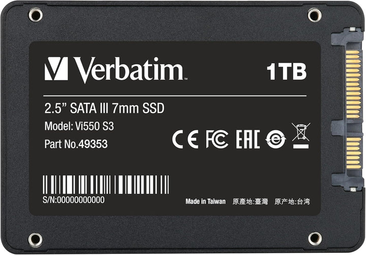 Verbatim Vi550 S3 SSD, internes SSD-Laufwerk mit 1 TB Datenspeicher, Solid State Drive mit 2,5&