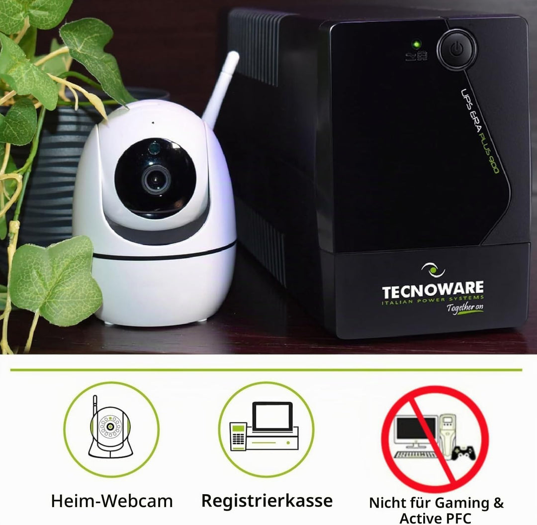 Tecnoware Power Systems - UPS ERA PLUS 900, 900 VA, Schutz vor Stromausfällen und Spannungsspitzen,