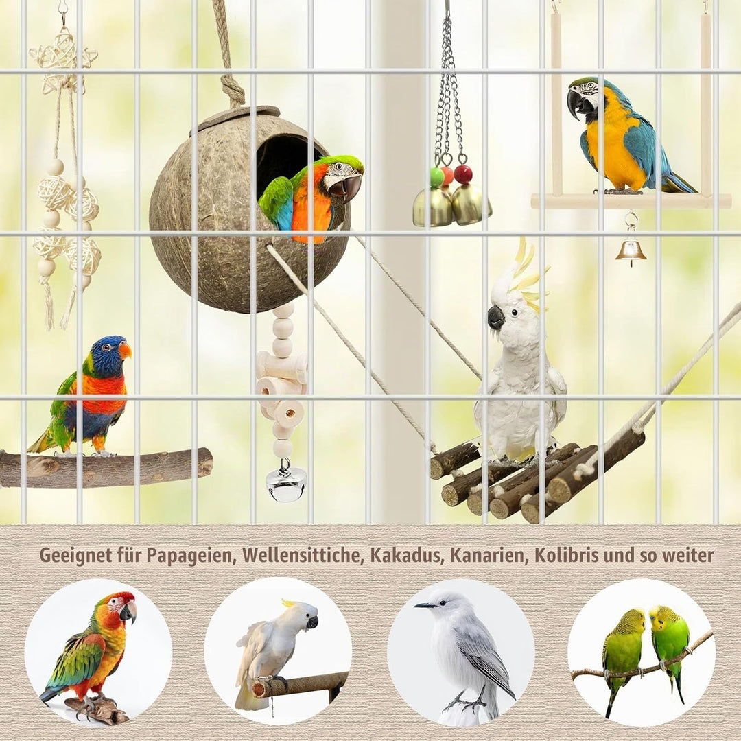 7 StüCk Vogelspielzeug, Vogel Spielzeug Wellensittich Spielzeug, VogelkäFig ZubehöR, Naturholz Vogel
