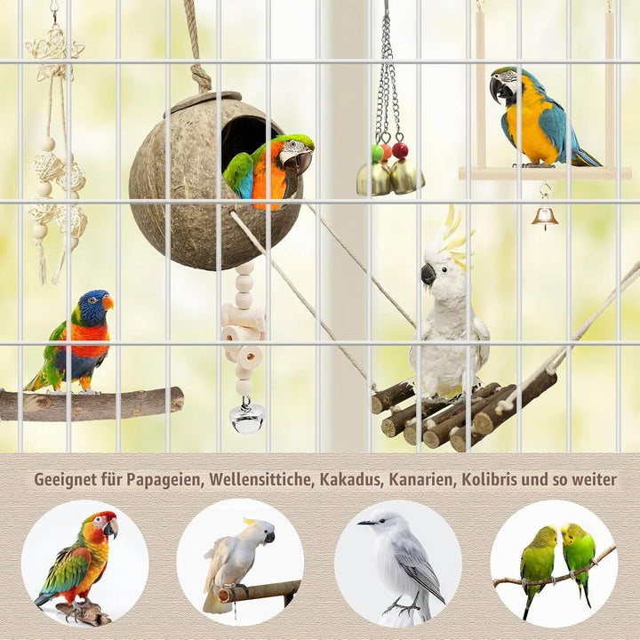 7 StüCk Vogelspielzeug, Vogel Spielzeug Wellensittich Spielzeug, VogelkäFig ZubehöR, Naturholz Vogel