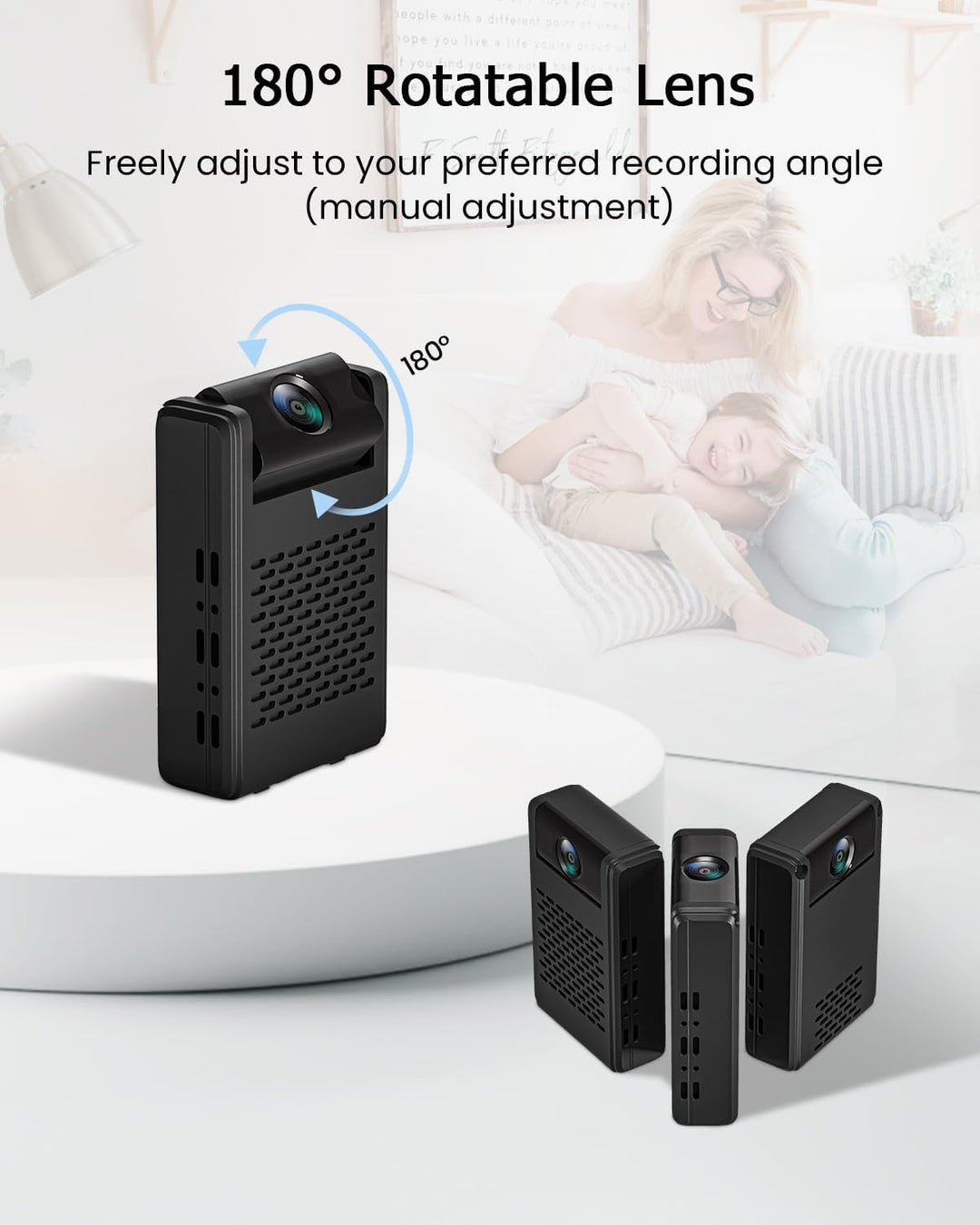 Mini WLAN Kamera, 4K HD Überwachungskamera 180° drehbarem Objektiv, Remote Viewing für Sicherheit mi