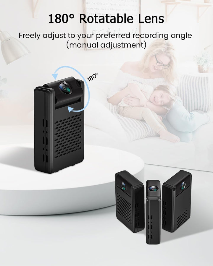 Mini WLAN Kamera, 4K HD Überwachungskamera 180° drehbarem Objektiv, Remote Viewing für Sicherheit mi