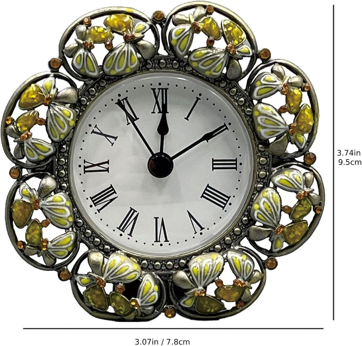Blume Emaille Tischuhr, Vintage Grün Schmetterling Dekorative Uhr, Vintage Desktop Ornament, Mini Bl
