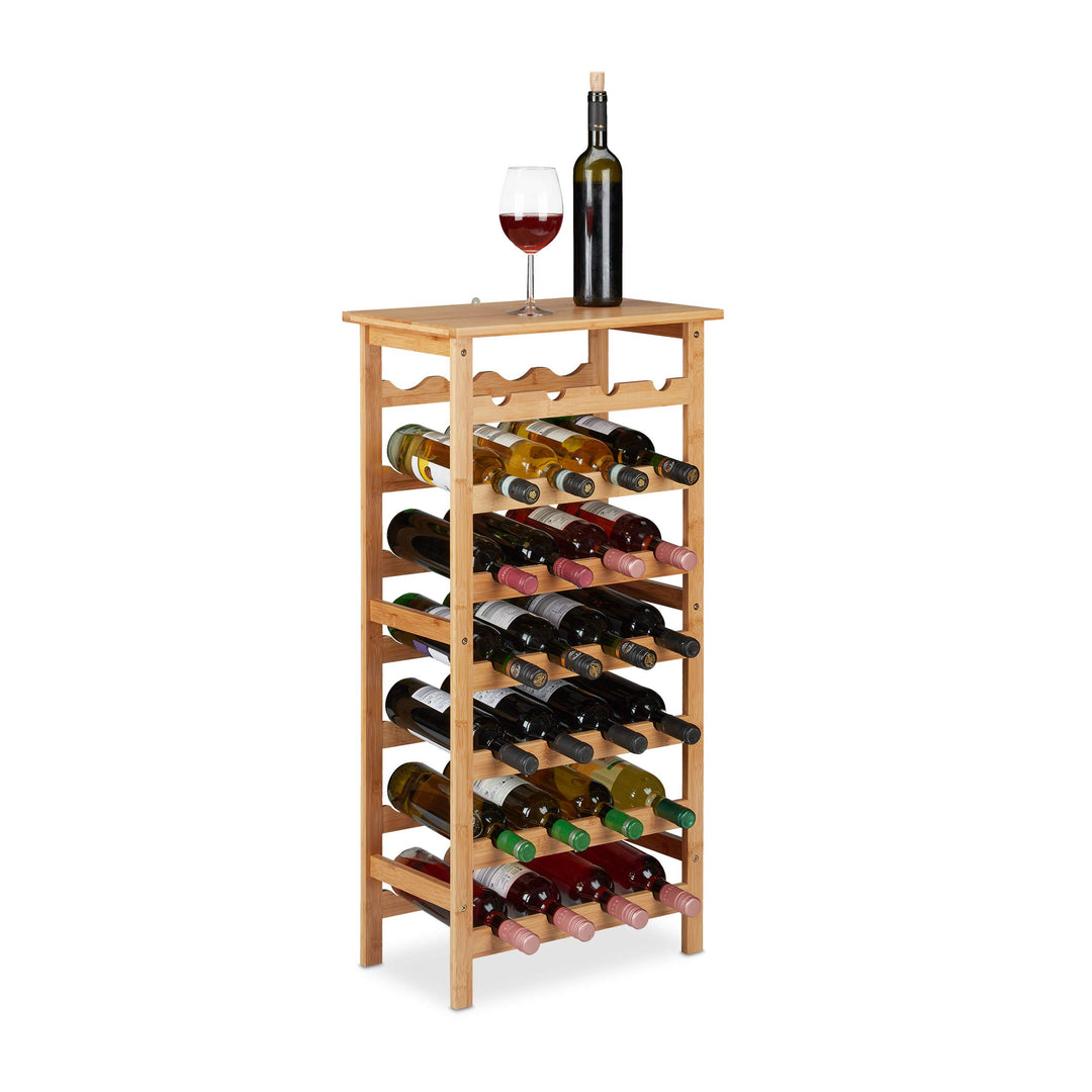 Relaxdays 2 x Weinregal Bambus, Getränkeregal für je 28 Flaschen, HBT: 94 x 47 x 29 cm, Keller, Küch