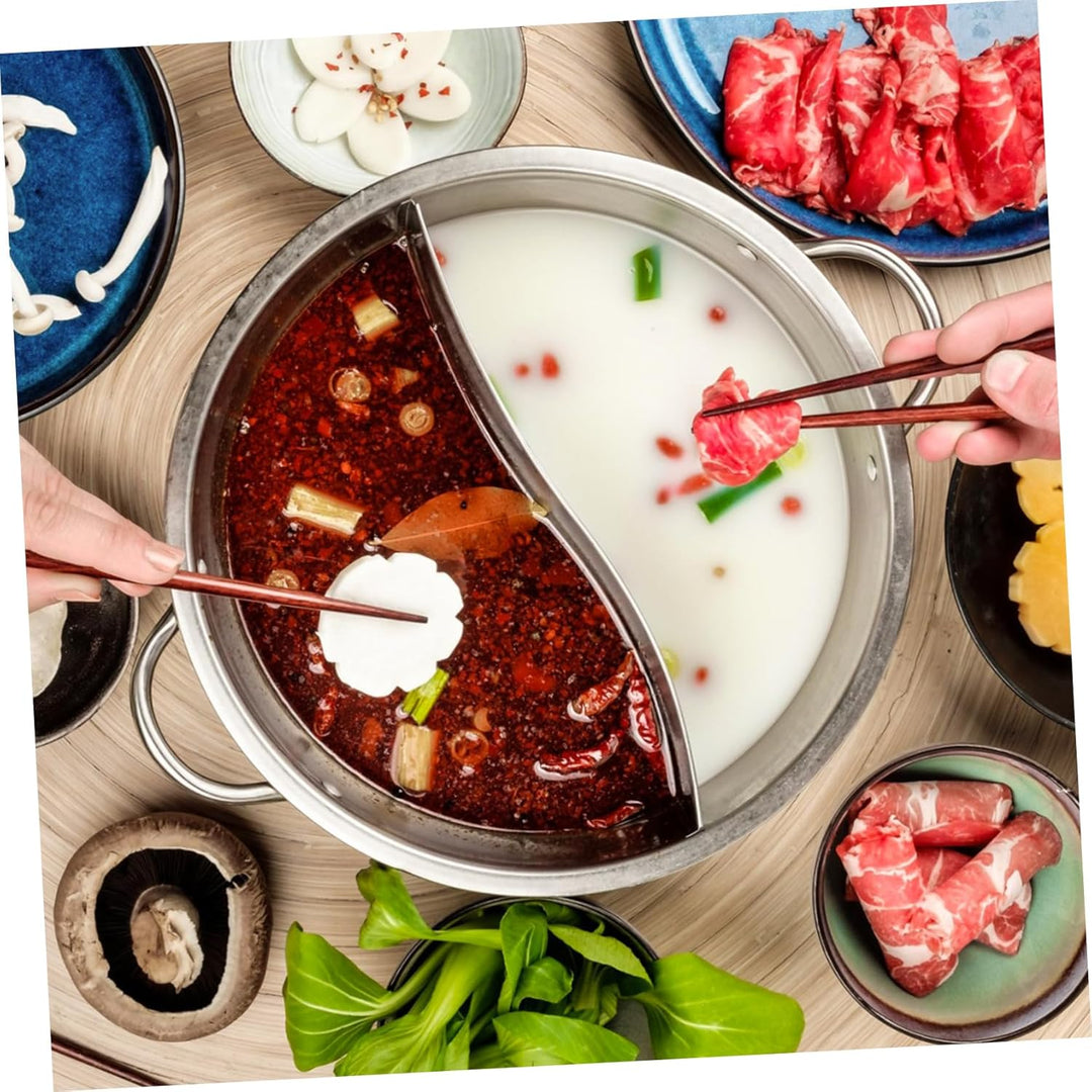 DOITOOL Mandarinententopf Aus Edelstahl Shabu Mit Trennwand Sichuan Hot Pot Trennwand Für Heisse Töp
