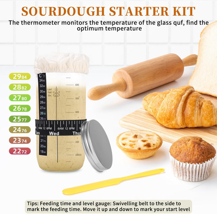 Gärkörbchen, 12-Teilig Sauerteig Starter Set, 2 Gärkorb Set aus Silikon - Gärkörbchen Oval und Rund,
