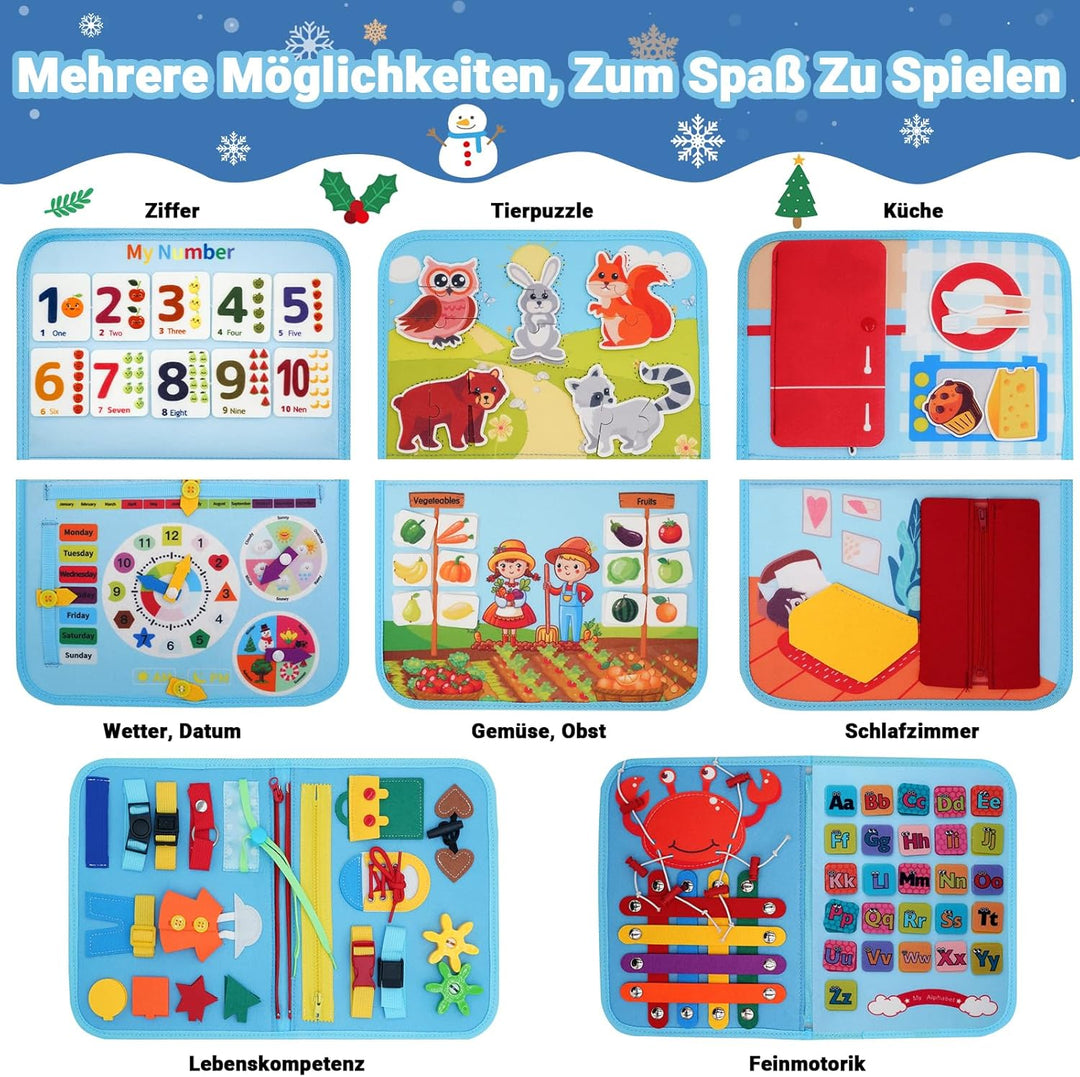RunHero Busy Board Montessori Spielzeug Baby ab 1 Jahr Quiet Book Activity Board Motorikspielzeug Fi