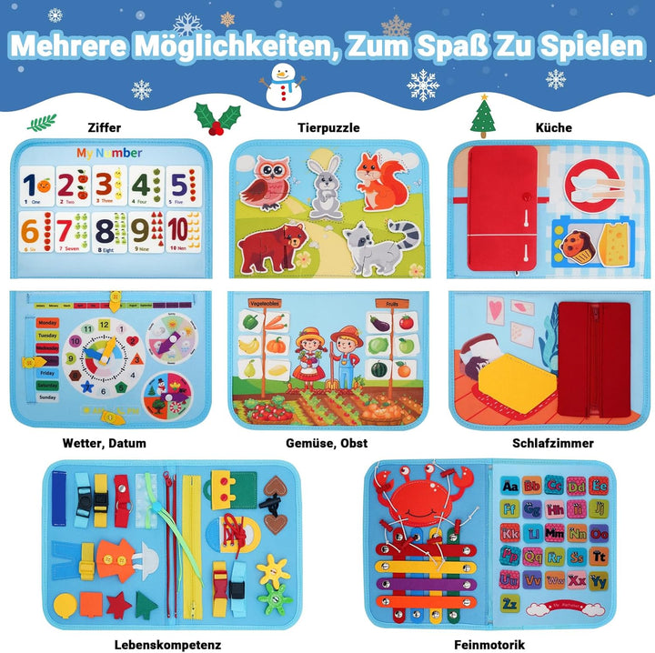 RunHero Busy Board Montessori Spielzeug Baby ab 1 Jahr Quiet Book Activity Board Motorikspielzeug Fi