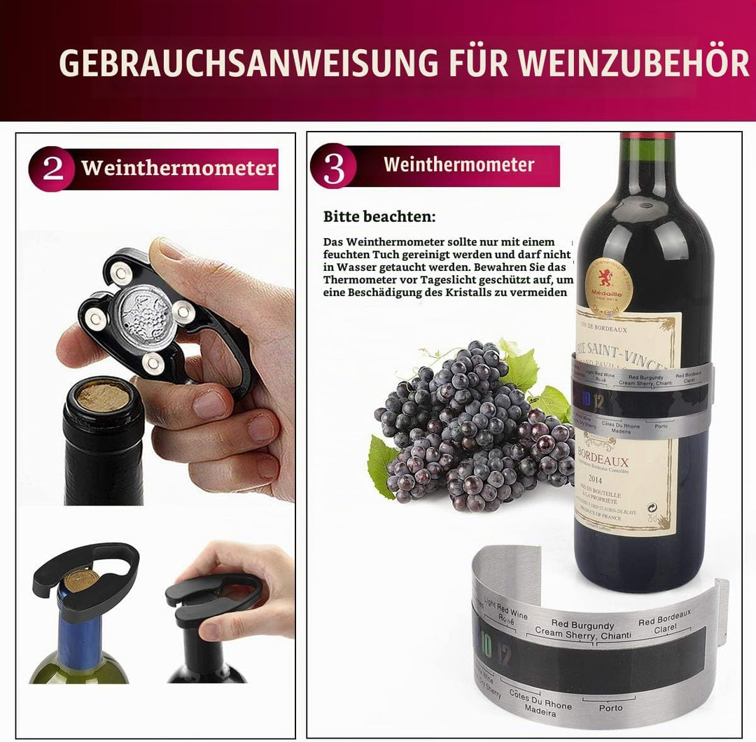 ZBPASL Korkenzieher Set in Holzkiste Geschenk,Luxus Weinöffner,Wein Sommelier Sets mit Flaschenöffne