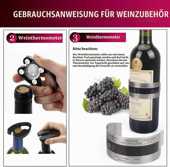 ZBPASL Korkenzieher Set in Holzkiste Geschenk,Luxus Weinöffner,Wein Sommelier Sets mit Flaschenöffne