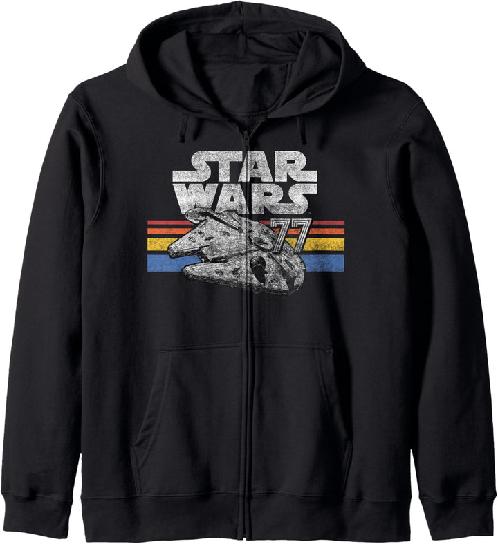 Star Wars Millennium Falcon 77 Retro Lines Logo Kapuzenjacke