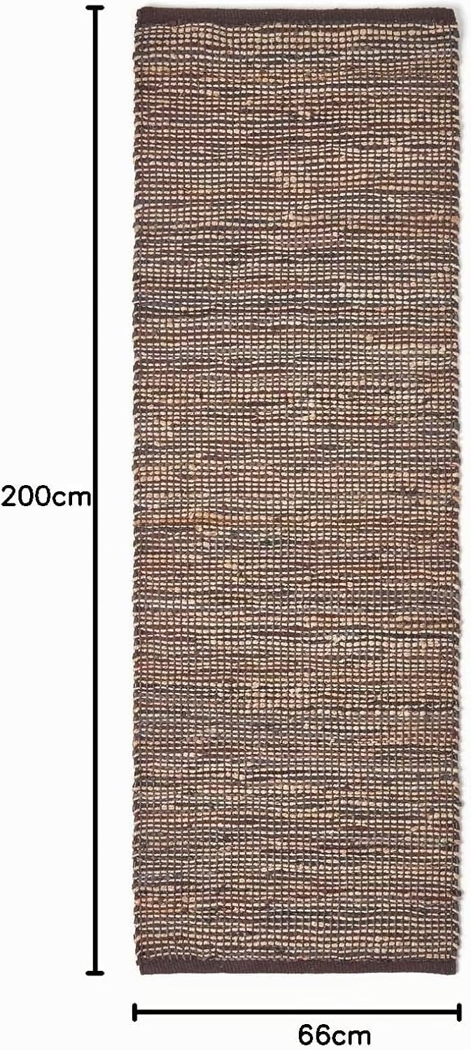 Homescapes Teppich/Läufer Madras aus recyceltem Leder und Hanf, 66 x 200 cm, braun 66 x 200 cm Braun