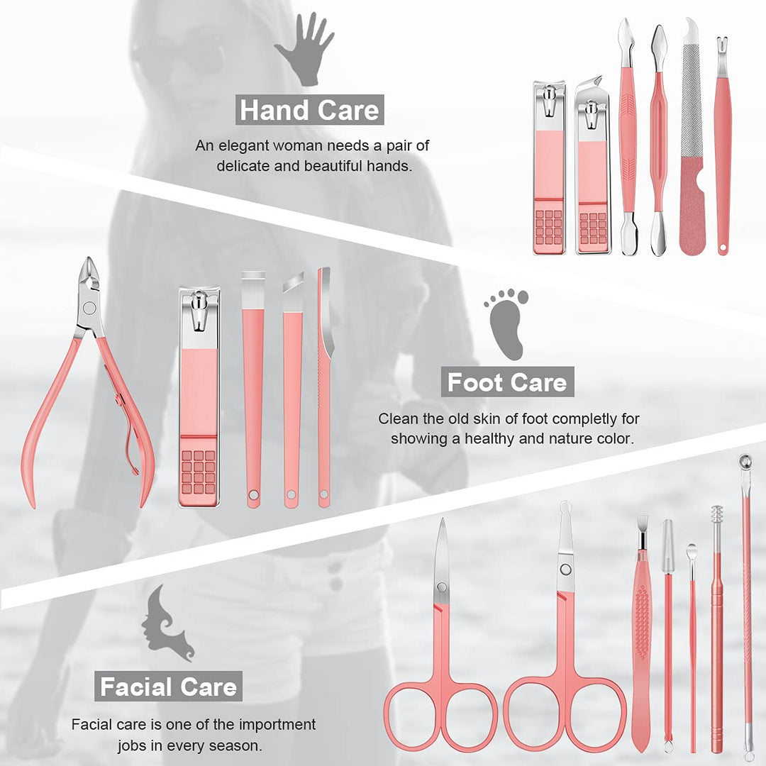 Leipple Maniküre Set Professionelles Nagelknipser Kit Pediküre Kit -18 stücke Pflegeset aus Edelstah