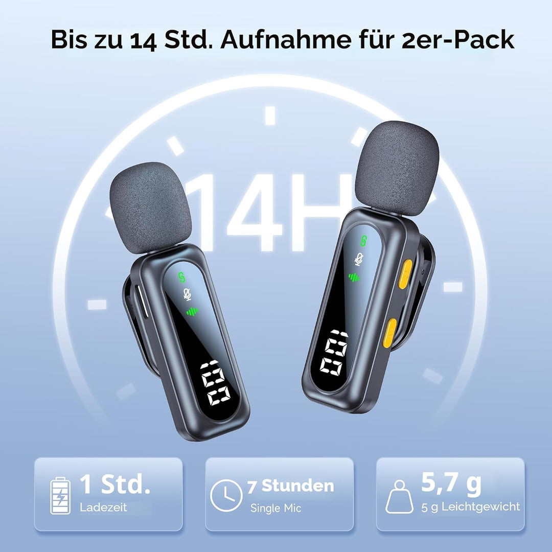 Kabelloses Mikrofon, Mikrofon für iPhone und USB-C-Stecker, Mini-Mikrofone, kabellose Mikrofone mit