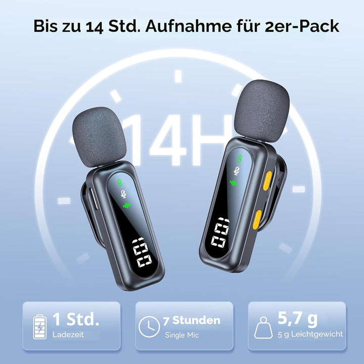 Kabelloses Mikrofon, Mikrofon für iPhone und USB-C-Stecker, Mini-Mikrofone, kabellose Mikrofone mit