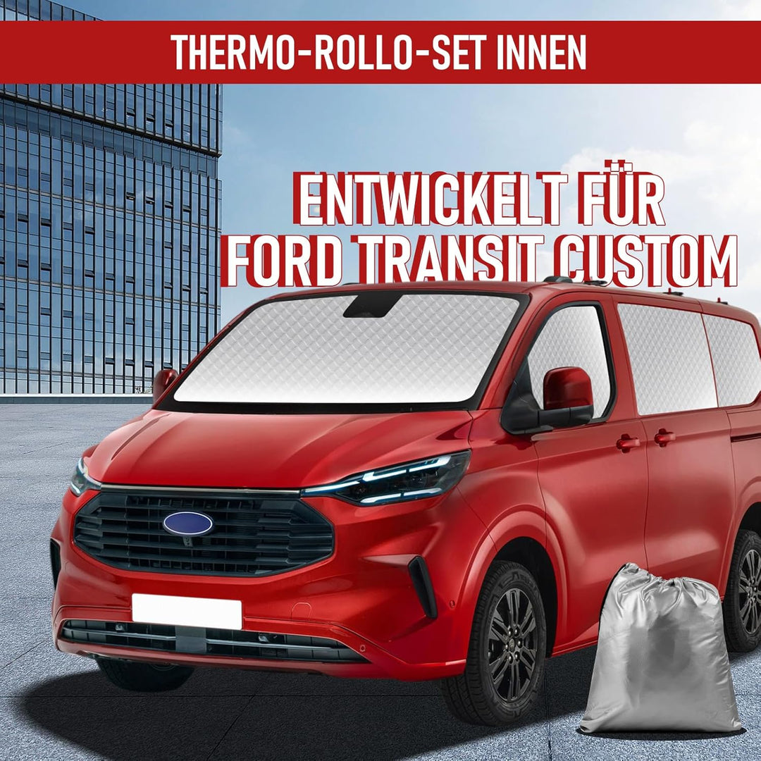 8Stk Thermomatte Fahrerhaus passend für Ford Transit Custom SWB, Interne Auto Sonnenblende Frontsche