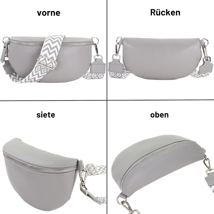 Blade Bauchtasche Damen Echtleder, stylische Gürteltasche Damen mit 2 gemusterten und Leder abnehmba