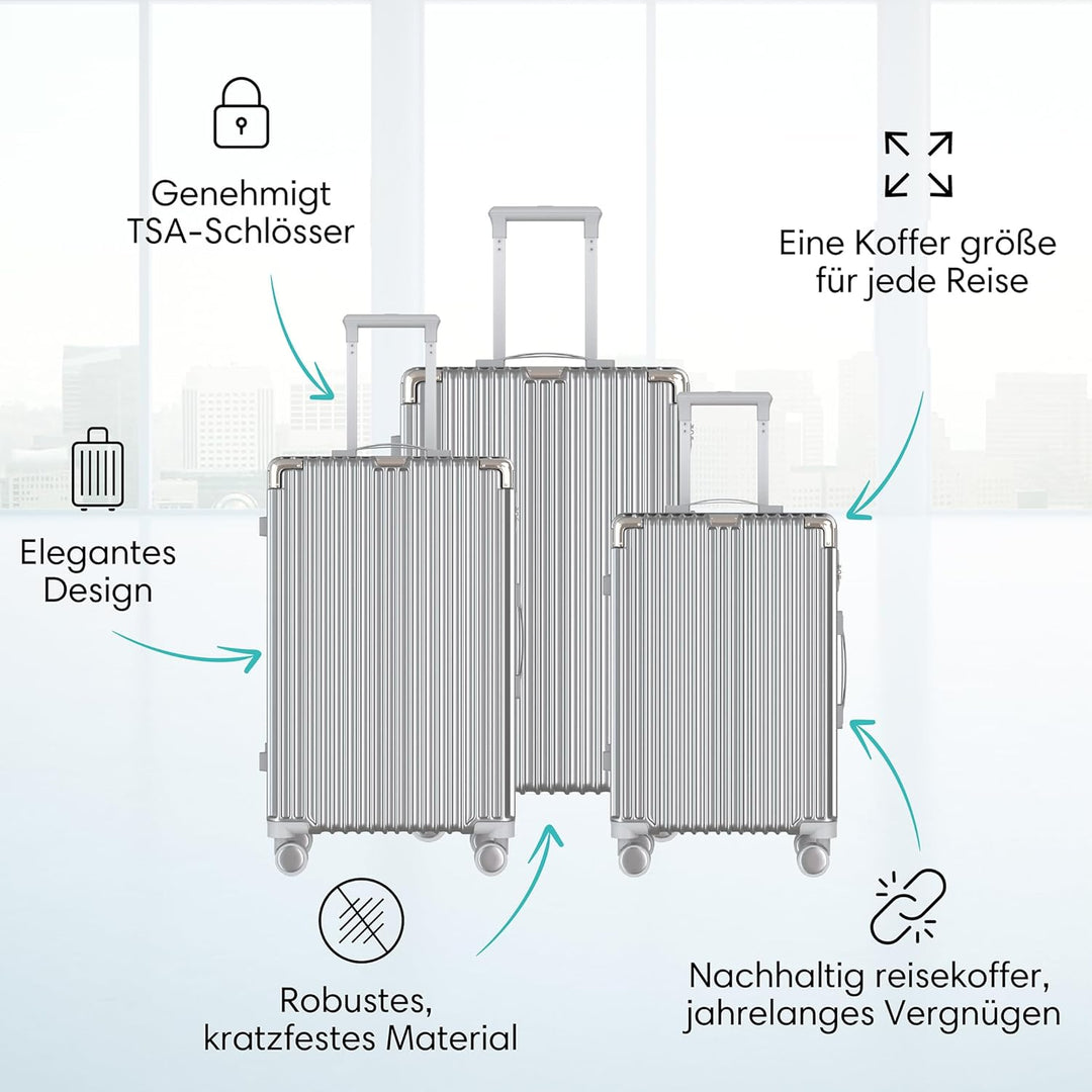 Voyagoux Kofferset 2 teilig - 39L & 71L, Hartschalenkoffer Set, TSA-Schloss, ABS, 4X 360° Rollen, Ro