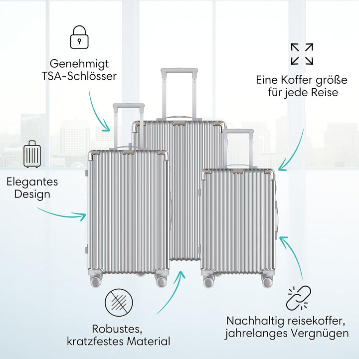 Voyagoux Kofferset 2 teilig - 39L & 71L, Hartschalenkoffer Set, TSA-Schloss, ABS, 4X 360° Rollen, Ro