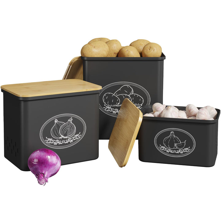 Lifewit Kartoffel Aufbewahrungsbox, 3er Set Grosse Kunttsoff Vorratsdosen für Kartoffel Zwiebel knob