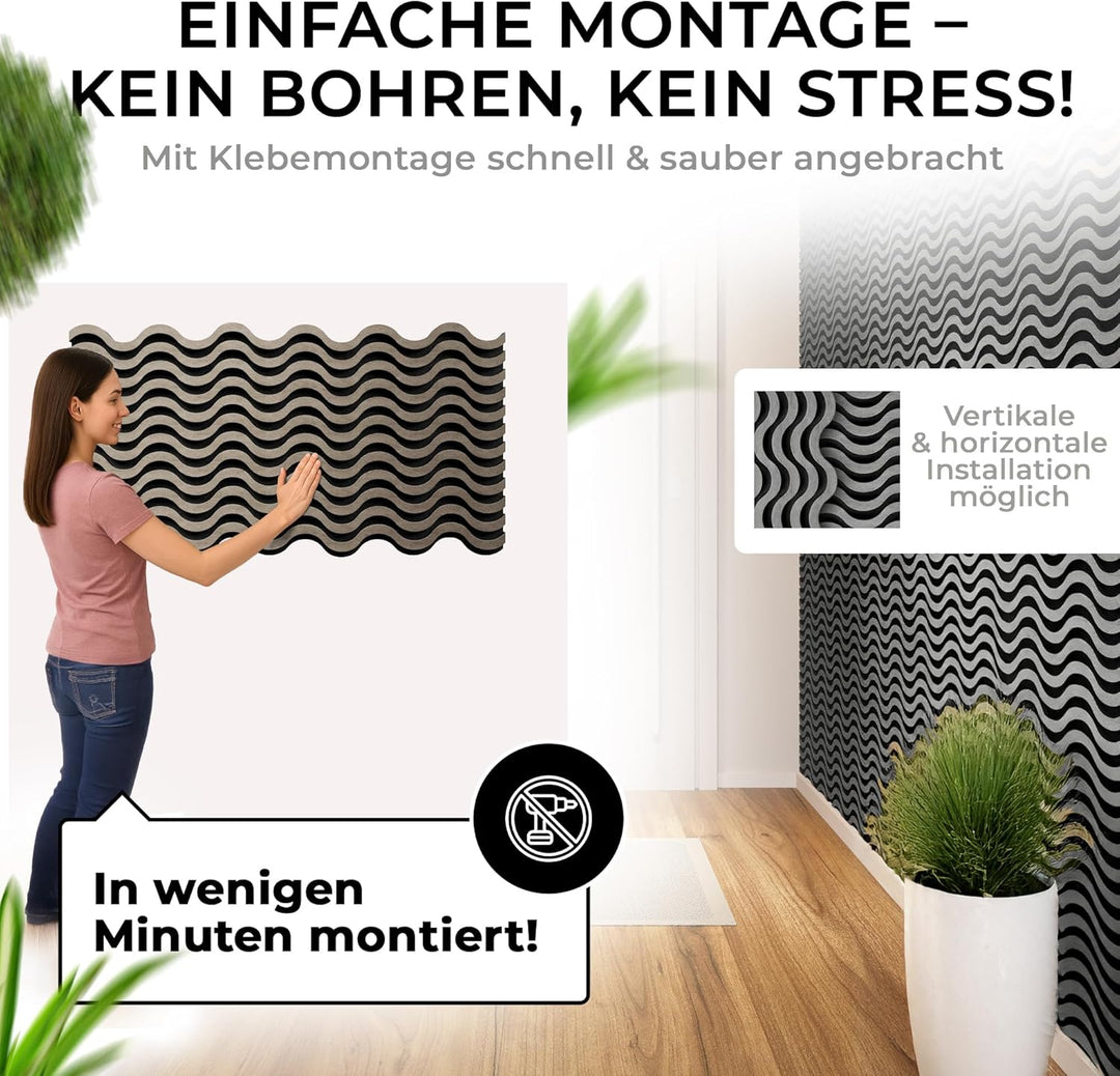 Good Materialzz® Akustikpaneele selbstklebend 115x60x5 cm,(2er Set) Wandpaneele aus Holz, Wandverkle