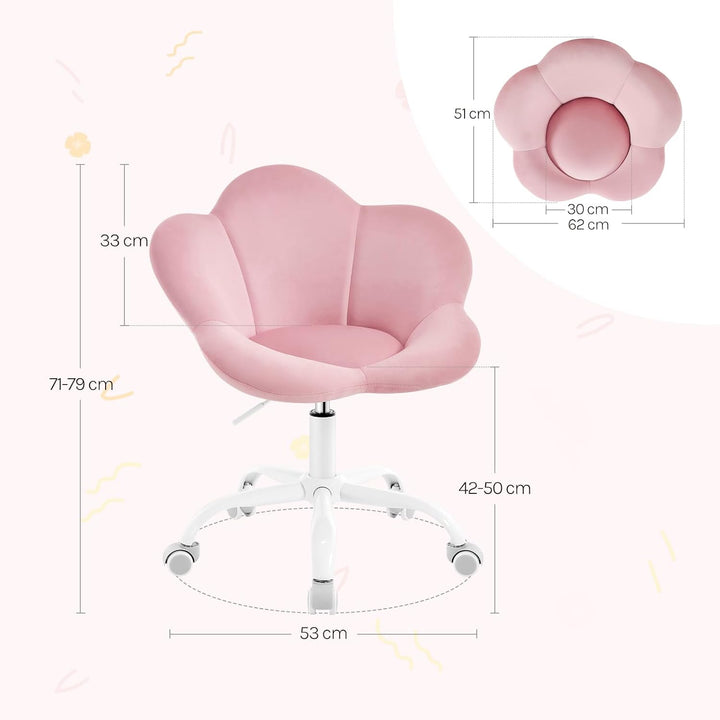 WOLTU Kinder Schreibtischstuhl, Schminktisch Stuhl, Bürostuhl, ergonomisch, höhenverstellbar, Samt,