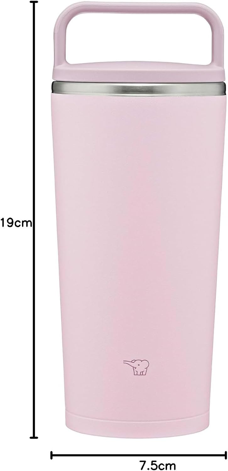 Zojiri SX-JS30-PM Mahoobin Becher mit Griff, spülmaschinenfest, nahtlos, 2er-Set, Dusty Pink, 2 Stüc