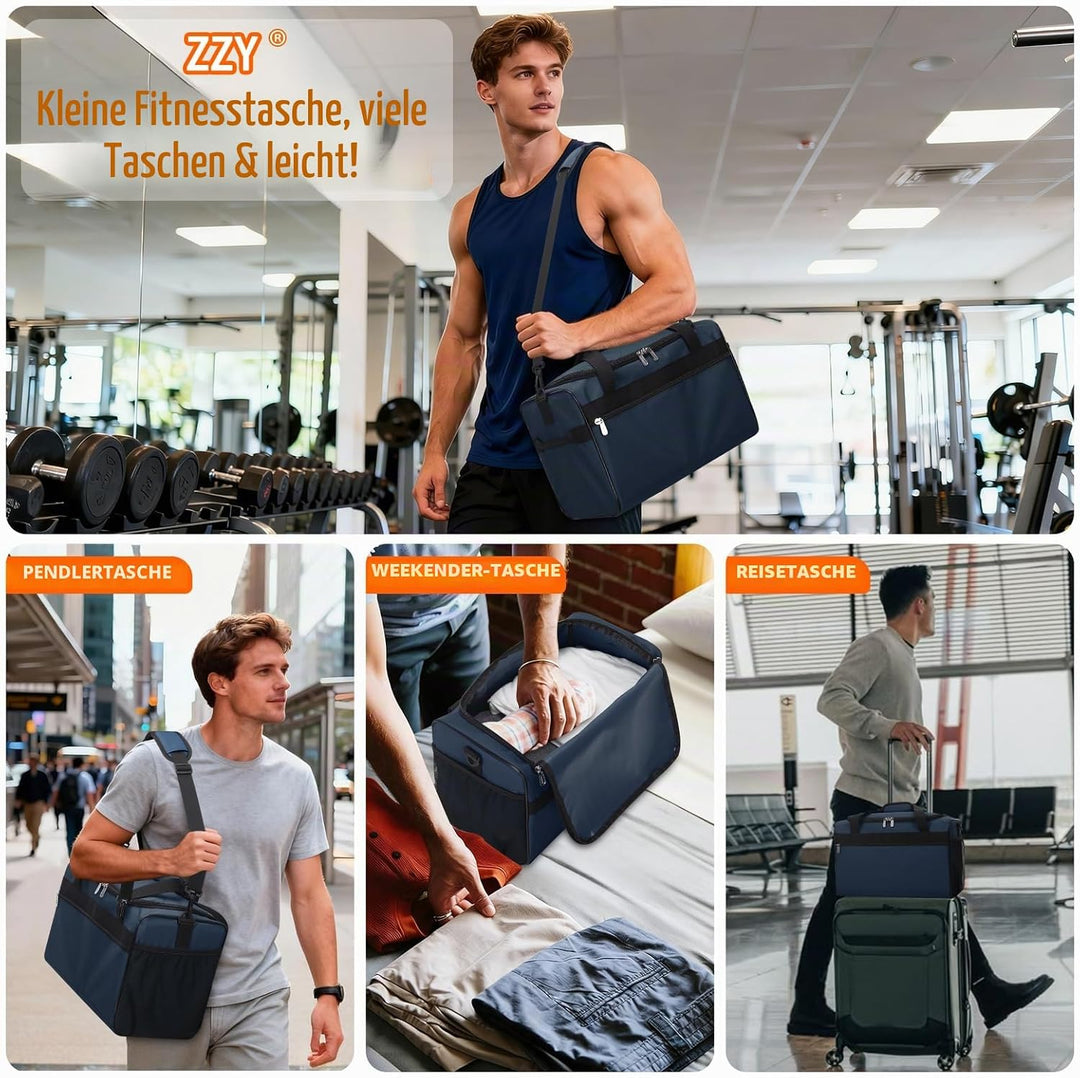 ZZY 20L Sporttasche Klein, Trainingstasche Gym Bag 40x20x25cm, Kleine Fitnesstasche & Weekender für
