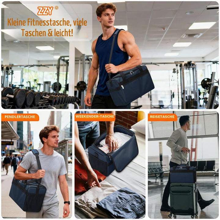ZZY 20L Sporttasche Klein, Trainingstasche Gym Bag 40x20x25cm, Kleine Fitnesstasche & Weekender für
