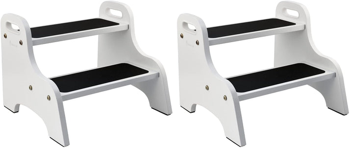 StrongTek Wood 2 Tritthocker für Kinder mit Rutschfester Trittfläche, tragbaren Griffen, rutschfeste