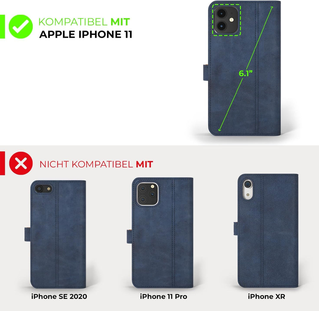 Snakehive iPhone 11 Hülle Leder | Stylische Handyhülle mit Kartenhalter & Standfuss | Handyhülle Sch