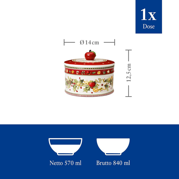 Villeroy & Boch - Winter Bakery Delight Mittelgrosse Vorratsdose, Gebäckdose Weihnachten, Keramik Ke