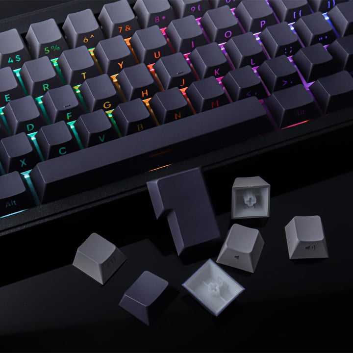 PBT Keycaps 135 Tasten Custom Grey Gradient Keycaps Letter Side Engraved Transparent Tastenkappe ANS