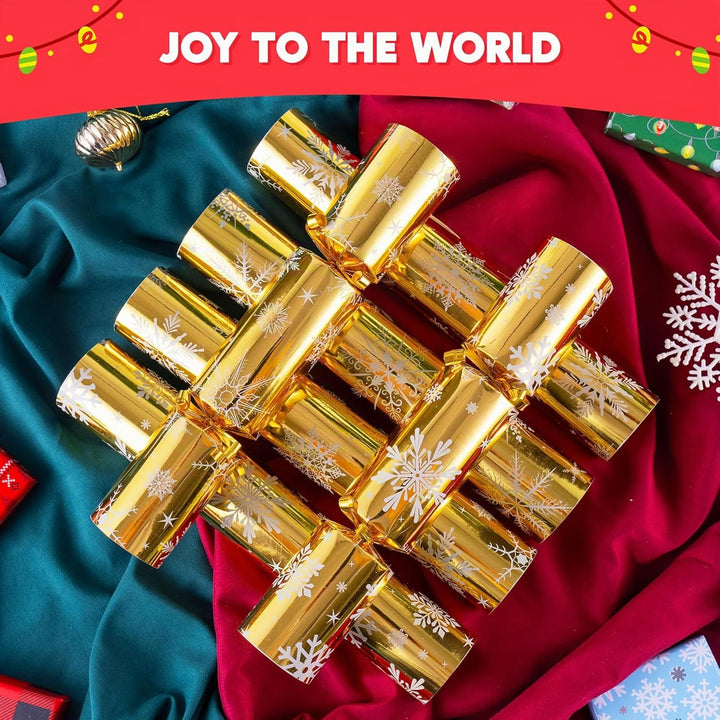 JOYIN 12er-Pack Xmas Geschenk-Tischgeschenke mit goldenem Schneeflocken-Design, ohne Druckknopf, mit