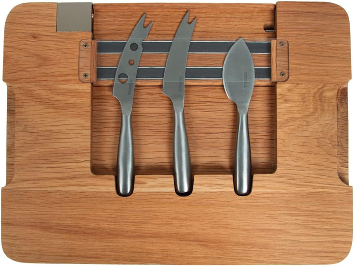 Boska Party Käseset/Käsebrett mit Messern/mit Magnetstreife/Edelstahl/Braun/Silber Eichen-Magnettafe