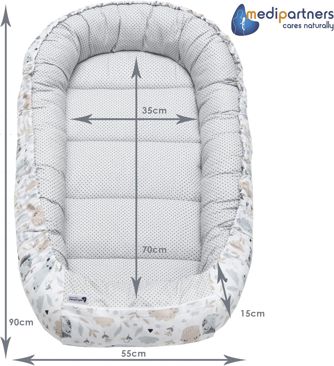 Medi Partners Babynest Kuschelnest Babynestchen 100% Baumwolle Nestchen Reisebett für Babys Säugling