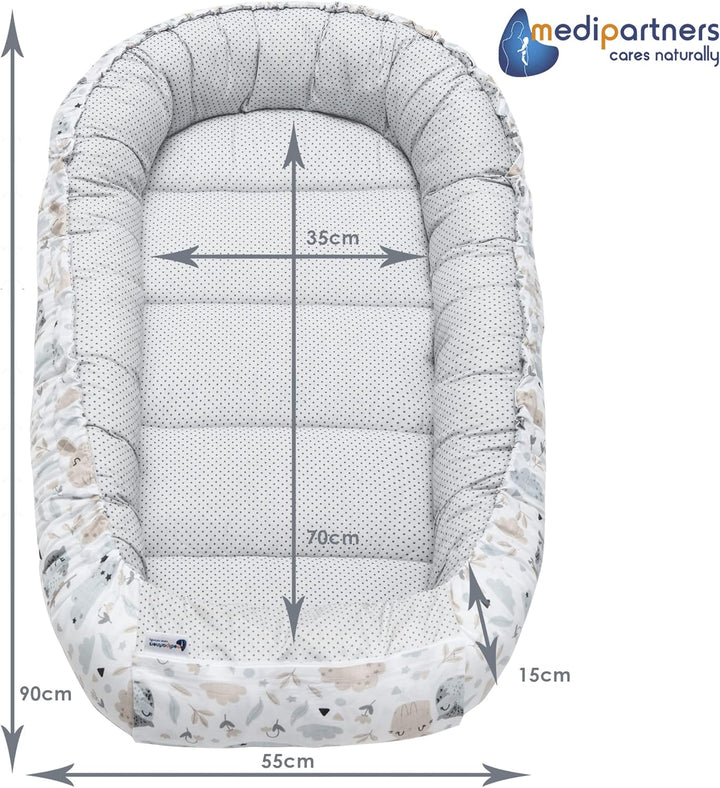 Medi Partners Babynest Kuschelnest Babynestchen 100% Baumwolle Nestchen Reisebett für Babys Säugling