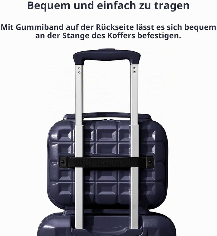 KONO Gepäck-Sets Kofferset 2 Teilig Mittelgross Koffer mit Beautycase (62cm+Kosmetikkoffer, Dunkelbl